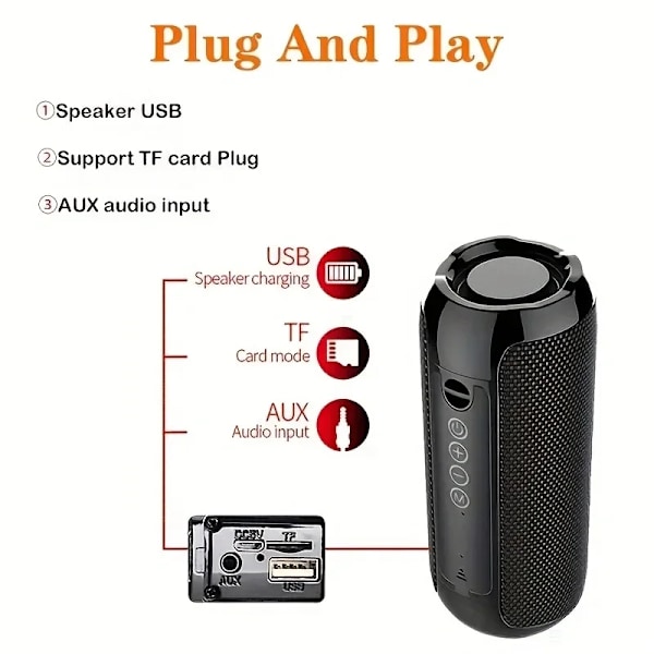 Tg117 Bærbar Bluetooth Højttaler Udendørs Trådløs Woofer Gratis Opkald /Fm/Tf-Kort/Usb Flash Drive Tilslutning Mobiltelefon/Tabelt/Tv Red