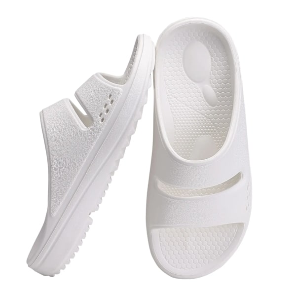 Evshine Kvinnor Platta Sandaler Mjuka Sommar Sandaler Inomhuslösa Kvinnors Tofflar Eva Tjocka Själ Toffelplattform Strand Sandals White 38