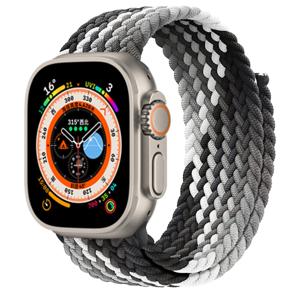 Flätad Solo Loop För Apple Watch Band 40mm 44mm 49mm 45mm 41mm 38mm 42mm Elastiskt armband iWatch series 9 8 7 se Ultra 2 Strap Black clever L size