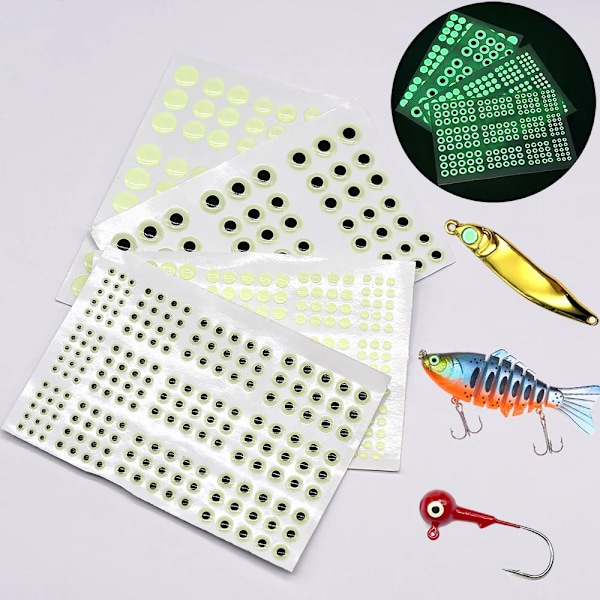 MNFT Blandede Størrelser Lysende Holografiske 3D Epoxy Fiskeøjne til Fiskeri Fluer DIY Lokker Jig Lokker Crankbaits Fremstillingsmateriale 3mm~10mm 1 Sheet A