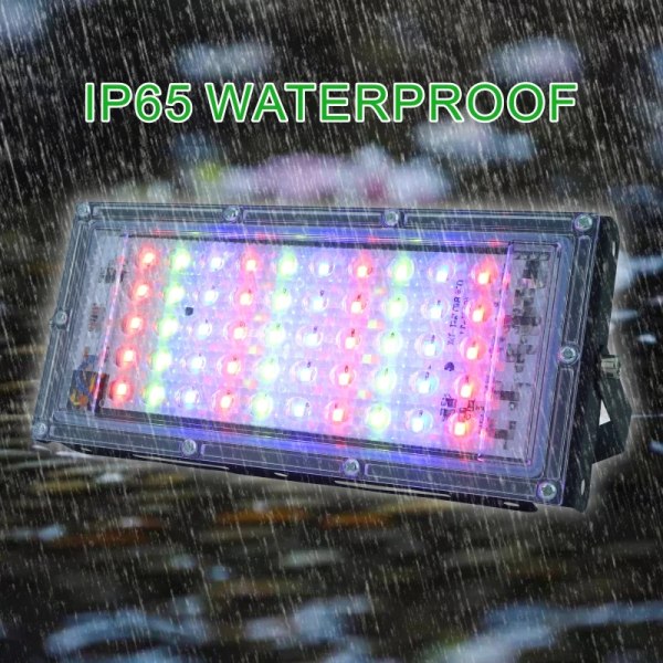 100W 50W RGB Flood Light Lampa Utomhus AC220V Trädgårdsbelysning Floodlight IP65 Vattentät Reflektor Led Rgb Spotlight med fjärrkontroll 100W