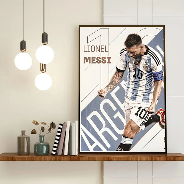 Fodboldstjerne Messi Poster Væg Kunst Dekoration Lærred Maleri Ingen Ram Stue Hjem Indretning Fodboldklub Fans Samling Gaver 2 20x30cm No Framed