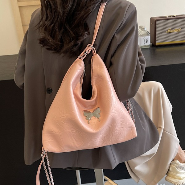 This Year Popular Hot-Selling Product Women's Backpack 2024 New Versatile Simple Commuter Bag Large Capacity Trendy One-Shoulder Bag Pink