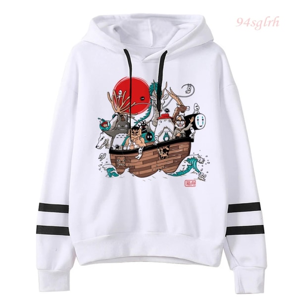 Totoro Kawaii Luvtröja med tecknad printed rolig tröja damer Spirited Away Miyazaki Hayao Sweatshirt Koreansk stil Toppar Dam 16 XL