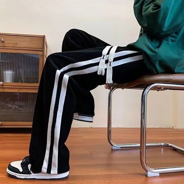 Efterår Baggy Stribede Sweatpants Mænd Mode Lige Bukser Hip Hop Streetwear Harajuku Bukser Joggere Bottomen Y2k Mænd Tøj grey L