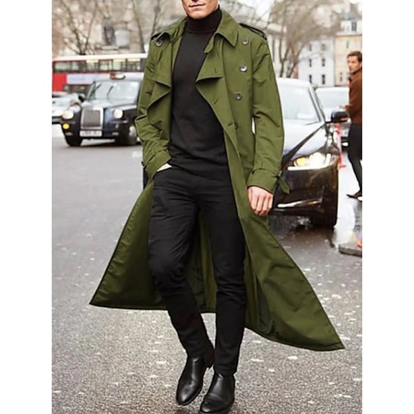 Streetwear Fashion Trench Mænds Tynde Rock Designer Over Lång Britiske Rocke Mænd Tøj Med Epaulets Herr Jakker Til Foråret. army green M