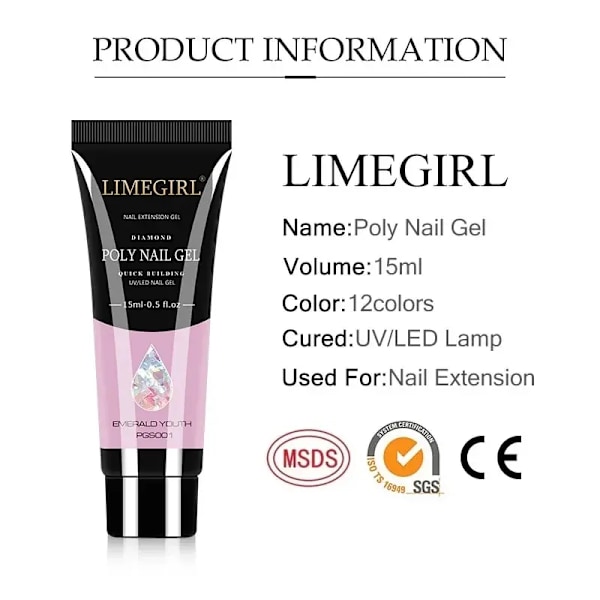 LIMEGIRL Negleforlængelses Gel Sæt Med UV LED Lampe Hurtig Forlængelse Form Negle Kit Gel Sæt Lak Semi Permanent Til Manicure Sæt F