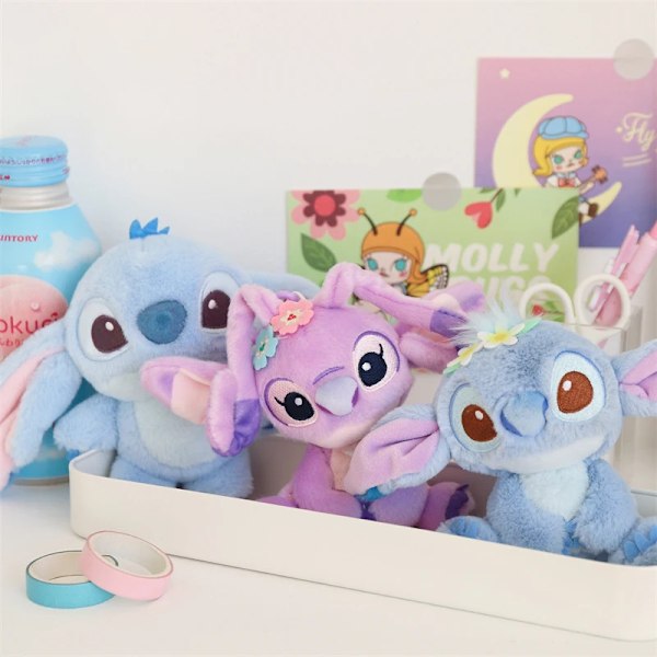 Disney Lilo & Stitch Kawaii Stitch Angel Fyldte Legetøj  Et Par Plysdukker Plys Rygsæk Vedhæng Legetøj Tegneserie & Søde Fødselsdag The beach Stitch