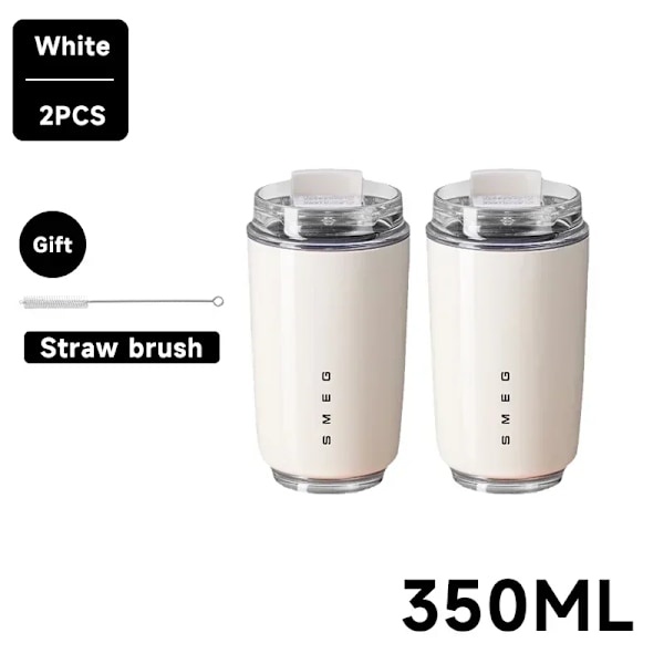 350ML Rustfrit Stål SMEG Vandflasker Isoleret Vandflasker Termosflaske Drikkflaske Kaffe Kop Rejsekop 2PCS 350ml