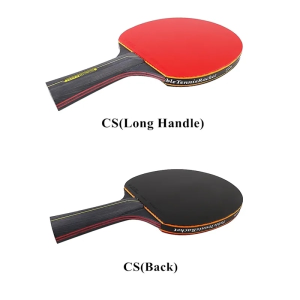 2ST Professionell 6-stjärnig bordtennisracket Ping Pong Racket Set Finnar-i gummi Högkvalitativ bladfladdermuspaddel med väska 1 Long and 1 Short