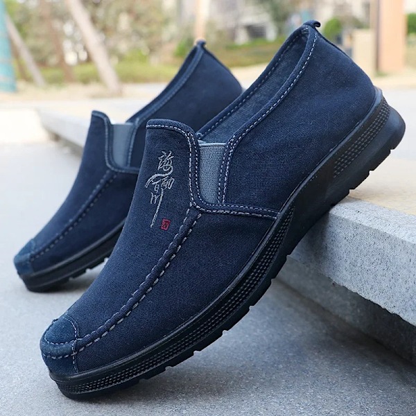 Denim Mænd Lærred Sko Slip På Sneakers Til Mænd Sommer Ny Udendørs Kørsel Moccasins Mode Retro Loafers Til Mænd Blue 41