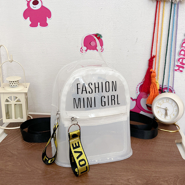 Summer Bag Transparent Ryggsäck 2024 Koreansk Stil Fashion Jelly Bokstäver Hand-Bärande Fritidsväska Strand Seaside Kvinnors Väska Kvinnors Väg Rose Pink Small Size