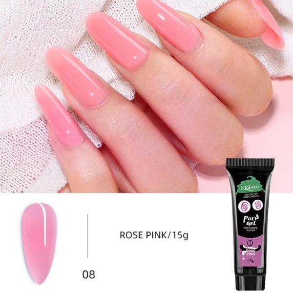 15 ml polyakrylgel för nagelförlängning Finger Quick Building Gel Naken/Rosa/vit Emalj Polygeler Builder Polish Gel Nail Art 08