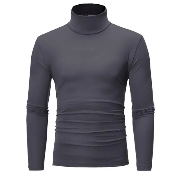 Termisk Undertrøje Toppe Mænd Vintertøj Termisk Skjorte Efterår Mænds Vinter Tights Høj Hals Tynd Slim Fit Langærmet T-shirt Dark Grey XXXL