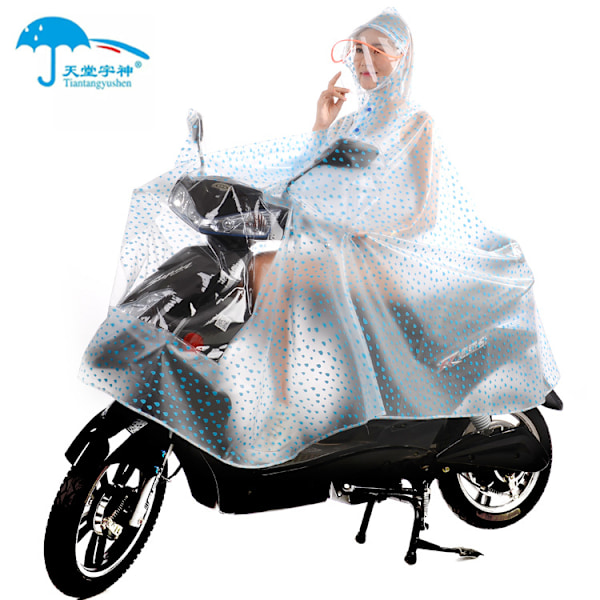 Motorcykel Raincoat Elbil Regnväxel Lång Ridning Batteri Bil Poncho Kvinnliga Transparent Enstaka Cykel Utomhus Man Single Detachable-Rose Polka Dots 3XL