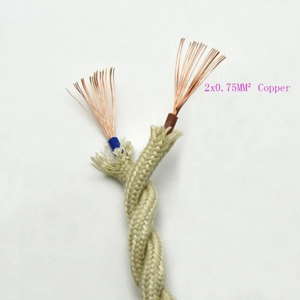 Flerfärgad Flätad Twisted Wire DIY-lampa Twisted Wire 2×0,75 Square Edison Retro Power Off-white 15m