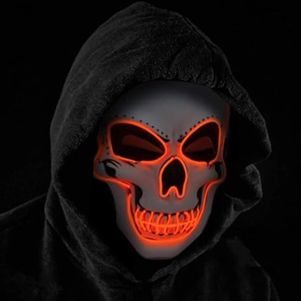 El Wire Cool Led Ljus Upp Skrämmande Skull Mask Glödande Halloween Skelett Mask Vuxen Cosplay Leveranser Skräck Blinkande Mask Män Kvinna 02