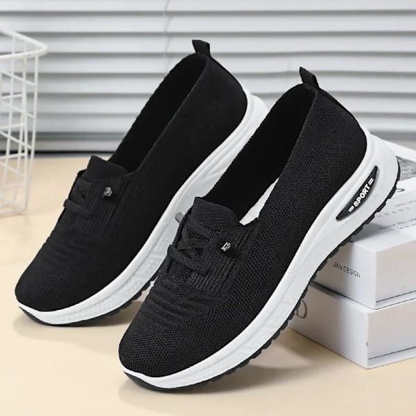 2024 Kvinde Sneakers Platform Sko Kvinde Strik Casual Sport Sko Damer Udendørs Vulkaniserede Zapatillas Mujer Running Sho Er black 41