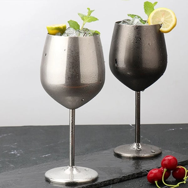 500ml Rostfritt stål Vinglas Kreativt Metall Vinglas Cocktailbägare Rödvinsglas Champagnekopp För Hembar Restaurang RGD 500ML 21.3x7.5x7.8cm