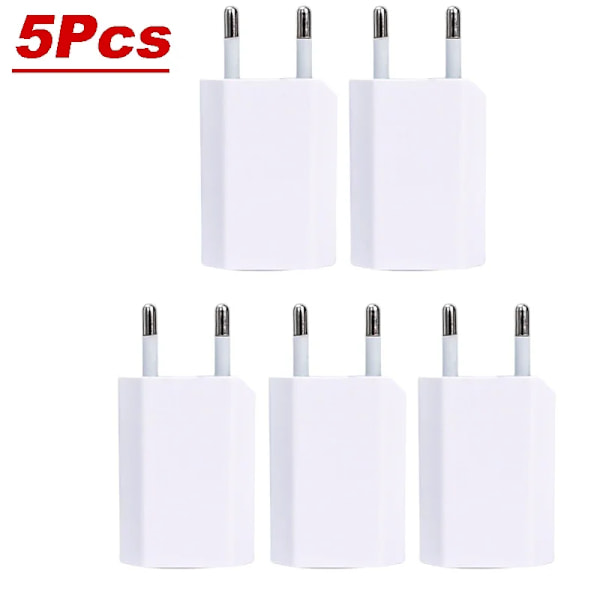 Nnbili 1-5Pcs Universal 5V 1A Usb Väggtelefon Laddare För Samsung Xiaomi Redmi Huawei Laddare Strömadapter För Samsung 5Pcs EU Plug