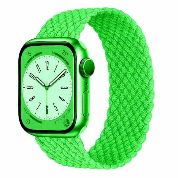 Flätad Solo Armband För Apple Watch Band 45mm 49mm 44mm 42mm 41mm 40mm Nylon Correa Armband iWatch series 9 7 SE 6 8 5 Ultra 4 3 Flash Green M