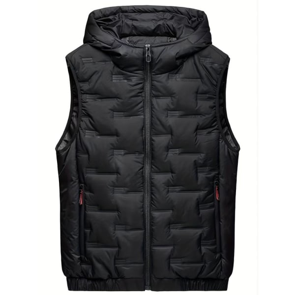 Men's Stand Collar Zip-up Quilted Gilet, Padded Vest With Pockets
