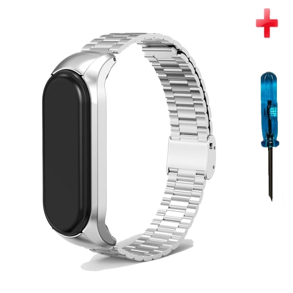 För Xiaomi Mi Band Armband 3/4/5/6/7 rem Rostfritt stål Magnetrem Xiaomi Armband Mi Band 3 4 Miband 5 6 7 Rem PD-Silver Mi 5 6 strap