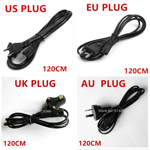 NYHET Slitstark 2-stift 1,2 m EU US AU UK 4 Standard AC Power Supply Adapter Sladd Kabel Kablar Laddningsledningar HPEEUPLUG-8