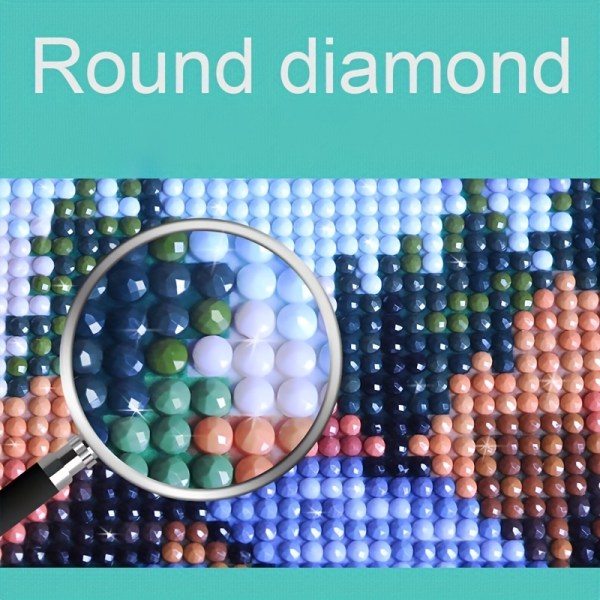 1 st 5D DIY stor storlek konstgjorda runda diamanter Set för vuxna nybörjare, bergslandskapsmönster Diamanter konst för hemväggdekoration 50x50cm/19.69x19.69in