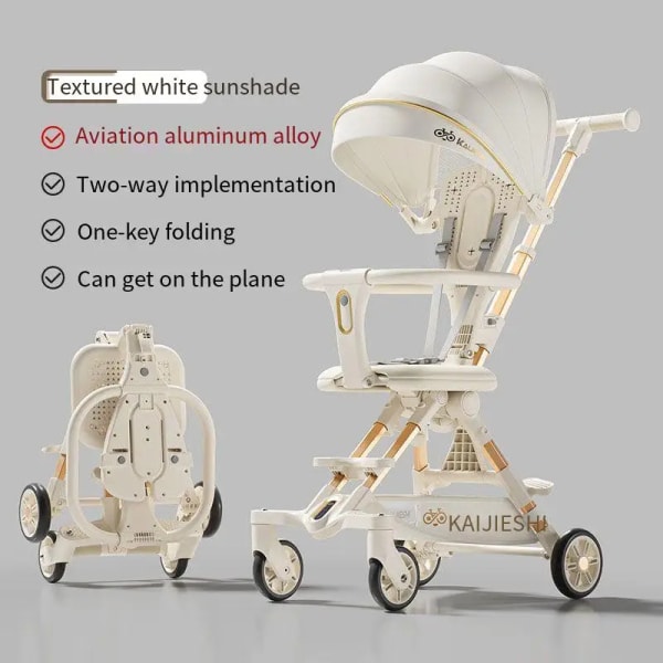 Barnvagn Lättvikts hopfällbar resevagn för nyfödda tvåvägs vridbar sits Fyrhjulig anti-skotbordbar baby NO-6