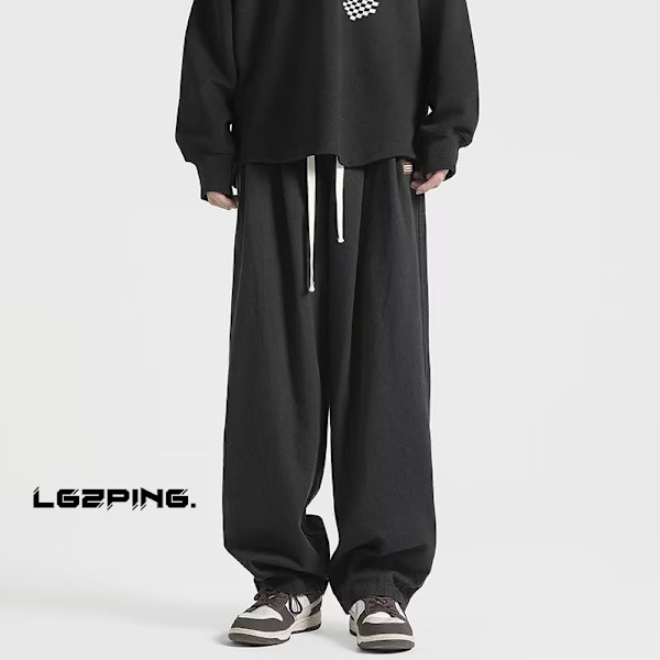 Forår Og Efterår Straight Ungdom Popularitet Bukser I Elegant Mænds Løs Mode Ny Alt-Matchende Casual Bukser Mode Mærker Black XXXL