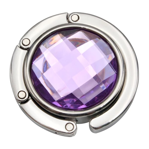 För handväska Väska hängare Bärbar handväska vikbar hängare hållare krok för att hänga Crystal Alloy magic krokar Light Purple Crystal