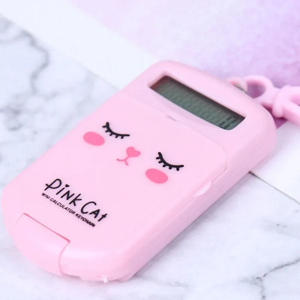 Bärbara Siffror Display Tecknade Räknemaskiner Söt Nyckelkedja Räknemaskin Kawaii Mini Räknare Pocket Storlek 8 Display Office Supplie Er Pink-