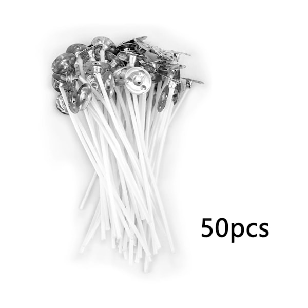 50Pcs Rökfria Ljusvågar 8-20Cm Förbehandlade Bomullskärna Vevar Med Metall Upphållare Flikar Diy Handgjorda Ljus Tillverkningsverktyg 8cm-50pcs