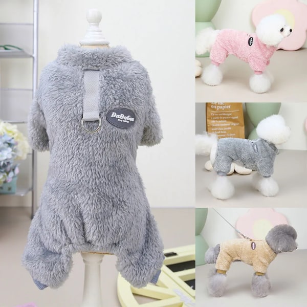 Mjuk korallfleece husdjurskläder Varm hundväst kappa Söt valptröja Kattkläder för Chihuahua Yorkie Terrier Shih Tzu Pet Outfit GRAY XL