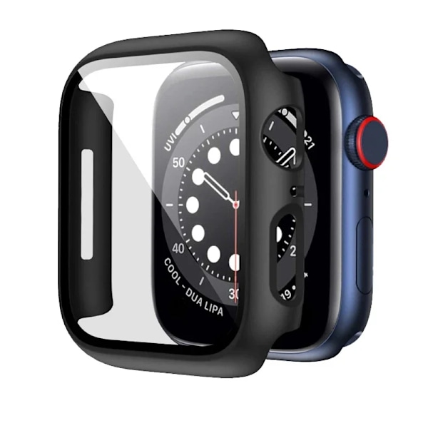 Glas+Cover til Apple Watch etui 38mm 40mm 41mm 45mm 44mm 42mm iWatch Tilbehør Skærmbeskytter iwatch 9 8 7 6 5 SE 4 3 serie Masonry blue Series456 SE 40MM