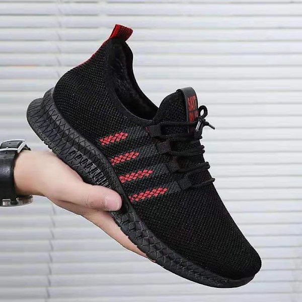 Mode Mænd Sneakers Mesh Casual Sko Lac-Up Mænd Sko Lette Vulcanize Sko Walking Sneakers Mand Runnin Gymnastiksko QQFeather 3heihong 42