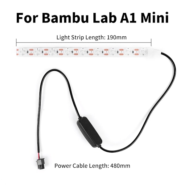 Bambu Lab A1/A1mini LED-ljusremsa Ra95 fyllningsljus 24V vitt ljus superljust Bambulab 3D-skrivartillbehör tillbehör andra åtgärder For A1 mini 1PCS