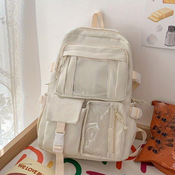 Ryggsäck för gymnasieelever med stor kapacitet, skolväska för flickor och pojkar White Single Bag