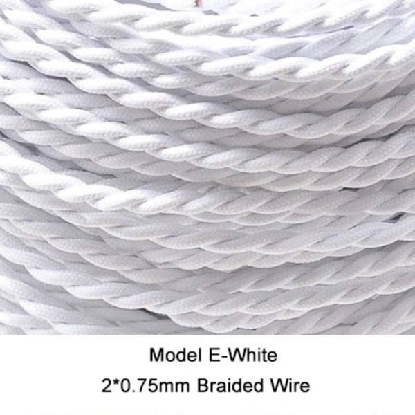 Flerfärgad Flätad Twisted Wire DIY-lampa Twisted Wire 2×0,75 Square Edison Retro Power White 15m