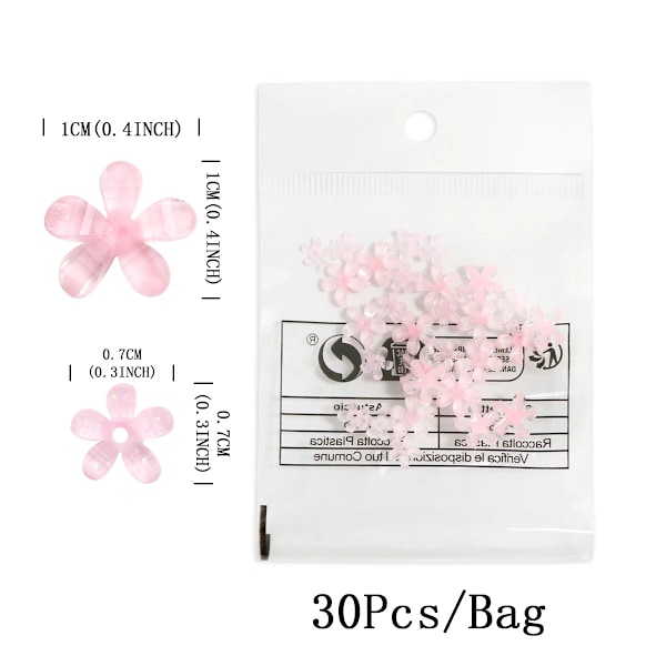 30 stk Kawaii Blomst 3D Neglekunst Charms Transparent Gelé Mini Blomster Rhinestone Dekoration DIY Designs Sommer Manicure Dele 30Pc-DHMG1