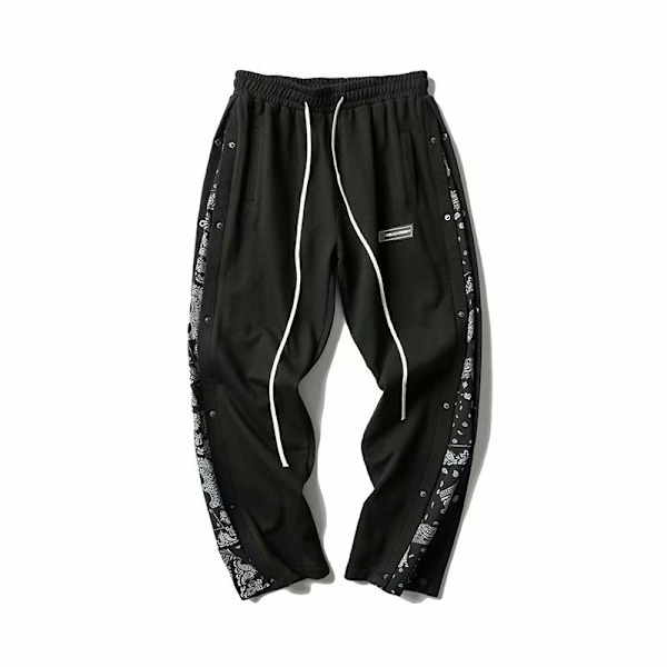Breasted Byxor Mäns Fjäder Mode Märke Hip-Hop Valpar Vacker Cashew Flower Sy Rak Rör Loss Bred Bendipper Casual Byxor Grey XL