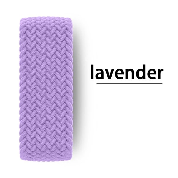 Flätad Solo Loop-rem för Apple Watch Band 45mm 44mm 41mm 40mm 42mm 38mm Nylon iwatch Series 9 8 7 5 SE 6 Ultra 49mm 13 British Lavender M