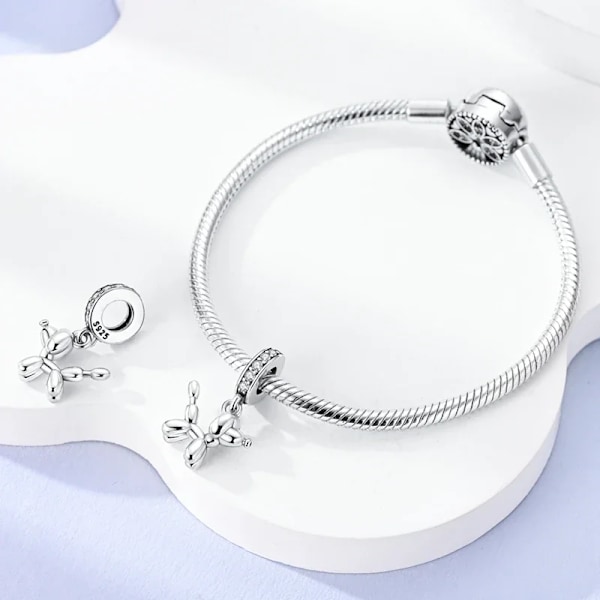 925 Sterling Silver Rosa Elefant Dinosaurie Ängel Charm Passar Original Pandora Armband Pärla Halsband Diy Kvinnliga Smycker Y SMC4299