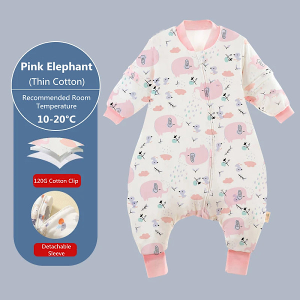 Baby sovepose tegneserie børn pyjamas infantil ting til fire årstider bomuld toddler sæk børn sovetøj sengetøj jumpsuit Elephant 2 100-110cm