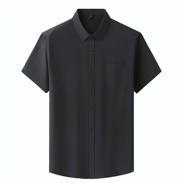 Skjortor för män Plus Size 1XL-7XL Kortärmad Enfärgad Business Formell Skjorta Stor Size Sommar Vit Skjorta 115-205KG black 4XL(145-160kg)