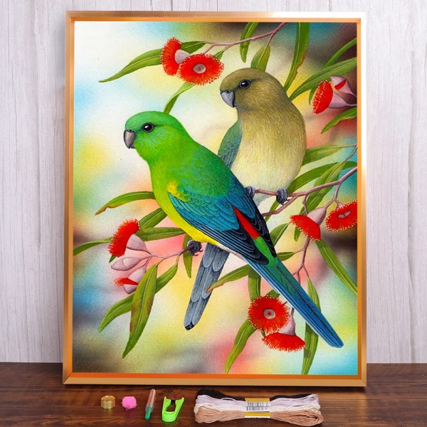 Animal Bird Cartoon Printed Canvas Cross Stitch Kit DIY Brodery Craft Handgjord målning Stickning Kampanjer Paket stämplat HMA70824 30x40cm