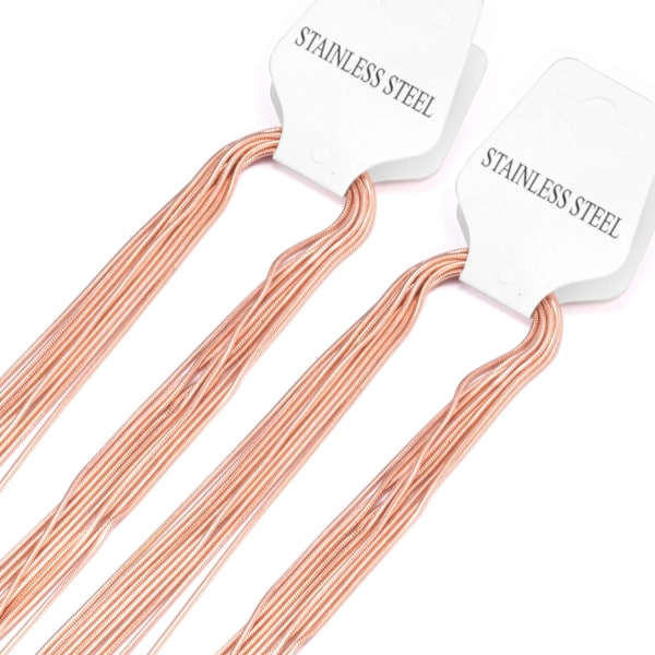 LUXUKISSKIDS 1 mm Runda Ormkedjor Grossistpaket 10 st/paket Halsband Guld Färg Rostfritt Stål För Hänge DIY Kvinna/Man Smycken Rose Gold 50cm