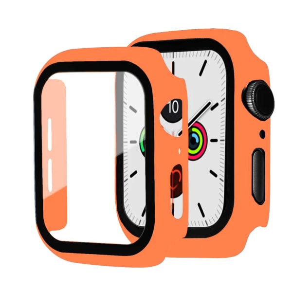 Glas+ cover För Apple Watch Case 44mm 40mm 42mm 38mm stötfångare Skärmskydd för Apple Watch Tillbehör 9 8 7 6 5 4 3 41mm 45mm Orange 29 Series 7-8-9 45mm
