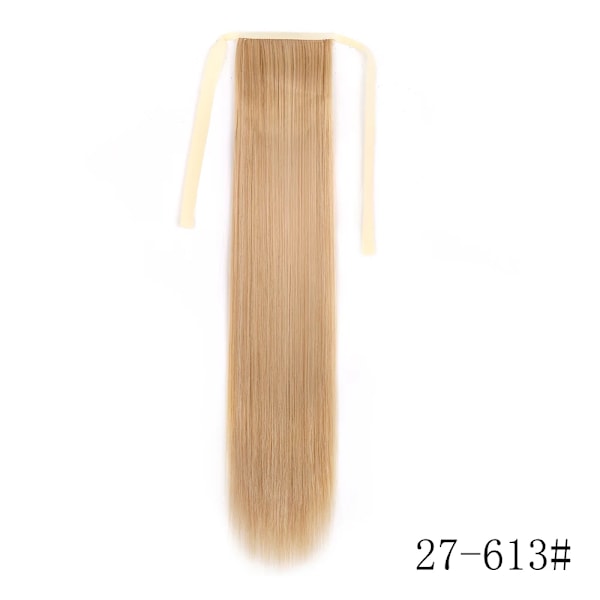 Lisi Girl Syntetiska Hår 22''34'' Lång Rak Ponytail Wrap Runt Ponytail Clip I Hår Extensions Svarta Hair Huvudkläder D13-27-613 22Inches  55cm